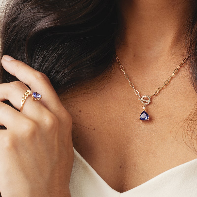 14k Yellow Gold Tanzanite and Diamond Ring